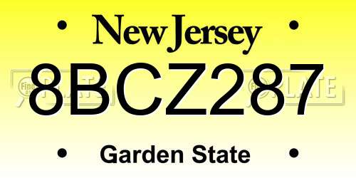 8BCZ287 New Jersey License Plate