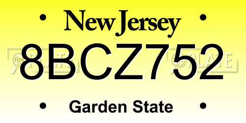 8BCZ752 New Jersey License Plate