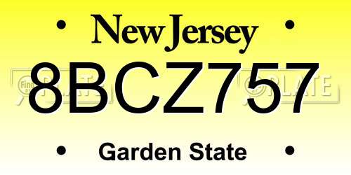 8BCZ757 New Jersey License Plate