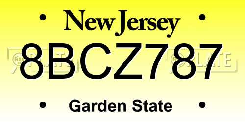 8BCZ787 New Jersey License Plate