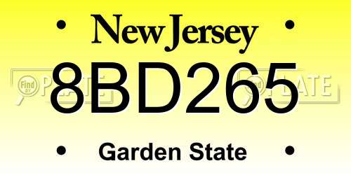 8BD265 New Jersey License Plate