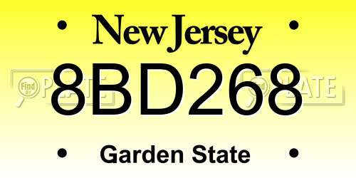 8BD268 New Jersey License Plate