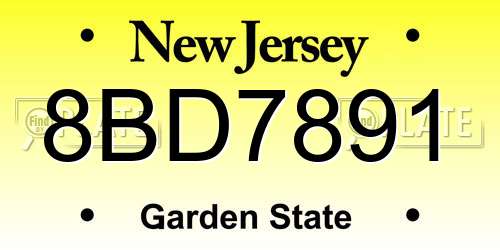8BD7891 New Jersey License Plate
