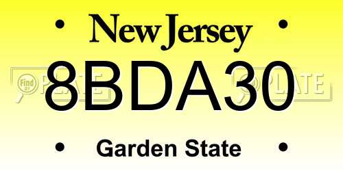 8BDA30 New Jersey License Plate