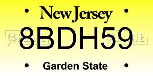 8BDH59 New Jersey License Plate