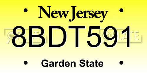 8BDT591 New Jersey License Plate