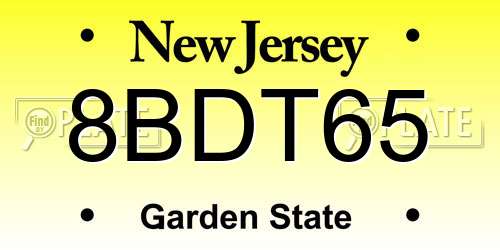 8BDT65 New Jersey License Plate
