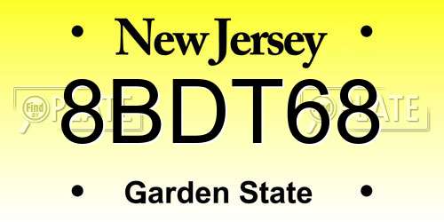 8BDT68 New Jersey License Plate