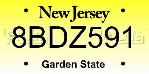 8BDZ591 New Jersey License Plate