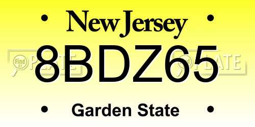 8BDZ65 New Jersey License Plate