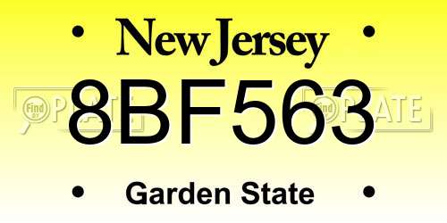 8BF563 New Jersey License Plate