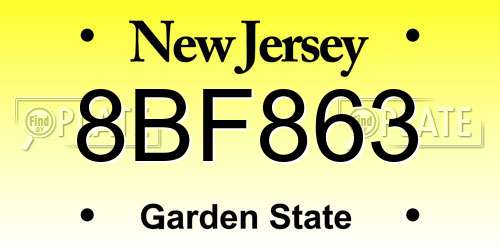 8BF863 New Jersey License Plate