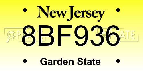 8BF936 New Jersey License Plate