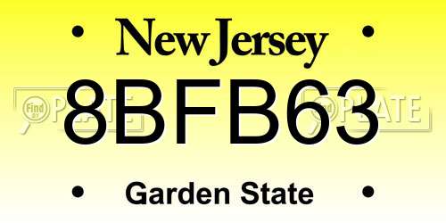 8BFB63 New Jersey License Plate