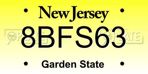 8BFS63 New Jersey License Plate