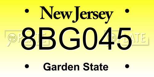8BG045 New Jersey License Plate
