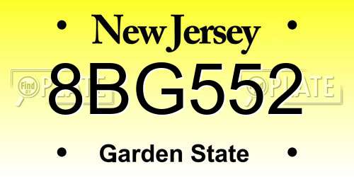8BG552 New Jersey License Plate