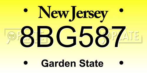 8BG587 New Jersey License Plate