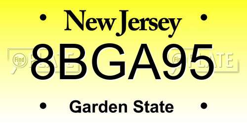 8BGA95 New Jersey License Plate