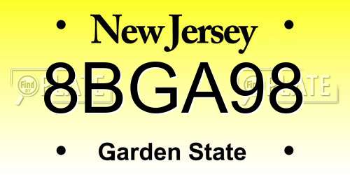 8BGA98 New Jersey License Plate