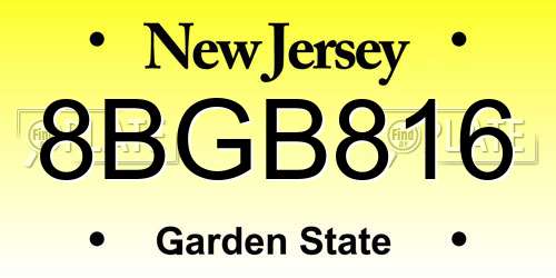 8BGB816 New Jersey License Plate