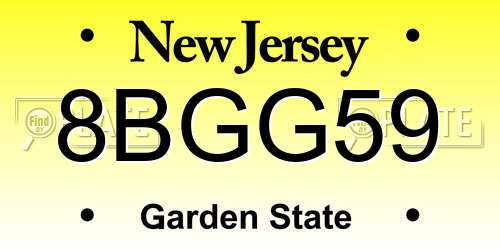 8BGG59 New Jersey License Plate