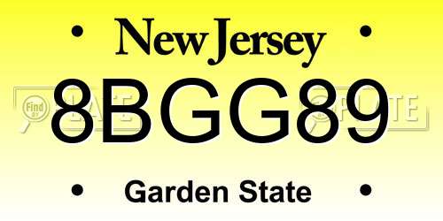 8BGG89 New Jersey License Plate