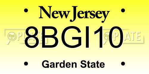 8BGI10 New Jersey License Plate