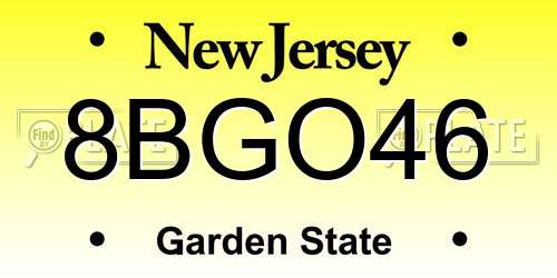 8BGO46 New Jersey License Plate