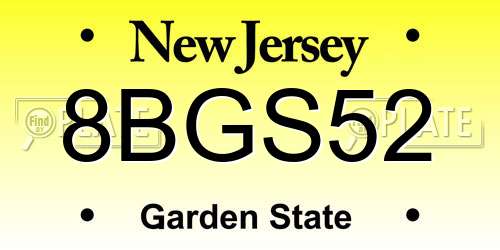 8BGS52 New Jersey License Plate
