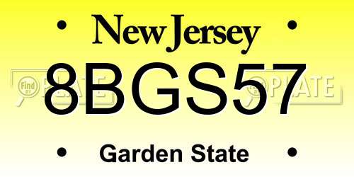 8BGS57 New Jersey License Plate