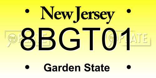 8BGT01 New Jersey License Plate