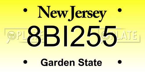 8BI255 New Jersey License Plate