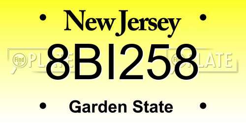 8BI258 New Jersey License Plate