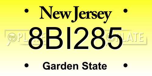 8BI285 New Jersey License Plate