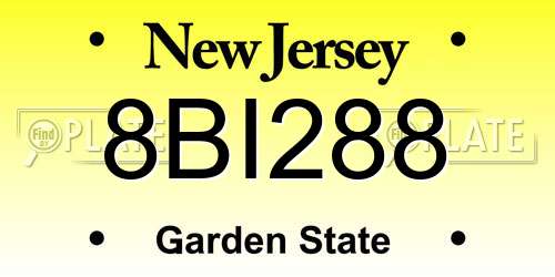 8BI288 New Jersey License Plate