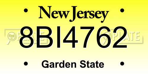 8BI4762 New Jersey License Plate