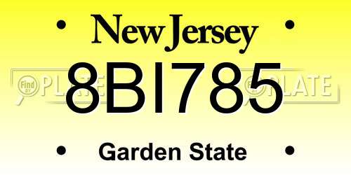 8BI785 New Jersey License Plate