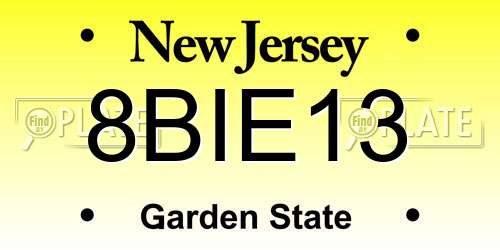 8BIE13 New Jersey License Plate