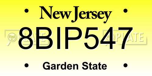 8BIP547 New Jersey License Plate
