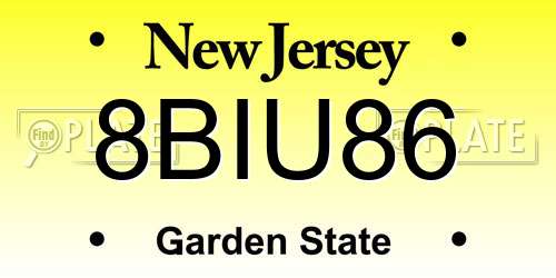 8BIU86 New Jersey License Plate
