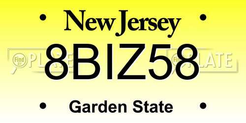 8BIZ58 New Jersey License Plate