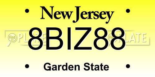 8BIZ88 New Jersey License Plate