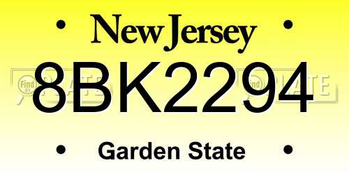 8BK2294 New Jersey License Plate