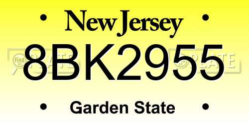 8BK2955 New Jersey License Plate