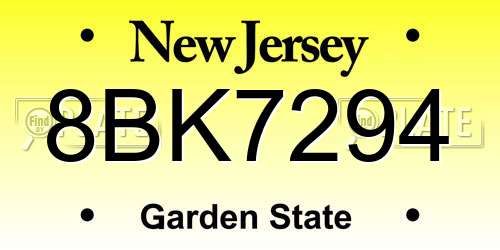 8BK7294 New Jersey License Plate