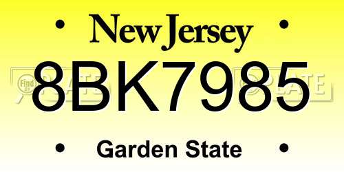 8BK7985 New Jersey License Plate