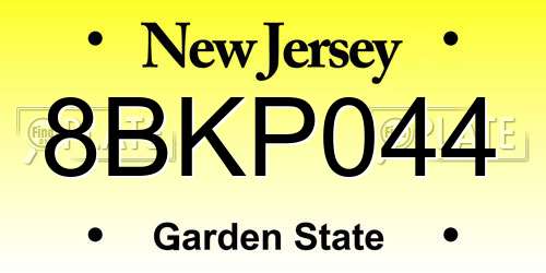 8BKP044 New Jersey License Plate