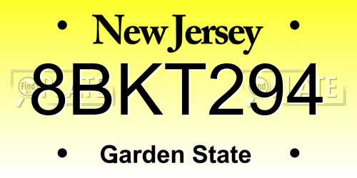 8BKT294 New Jersey License Plate