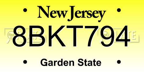 8BKT794 New Jersey License Plate